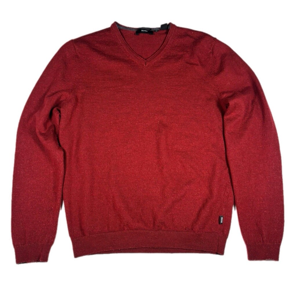 Hugo Boss merino wool V-neck sweater Men Size Large